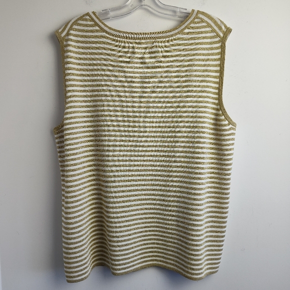 Cable & Gauge Sleeveless Sweater Pullover striped metallic print vest bronze 3X - Picture 10 of 12